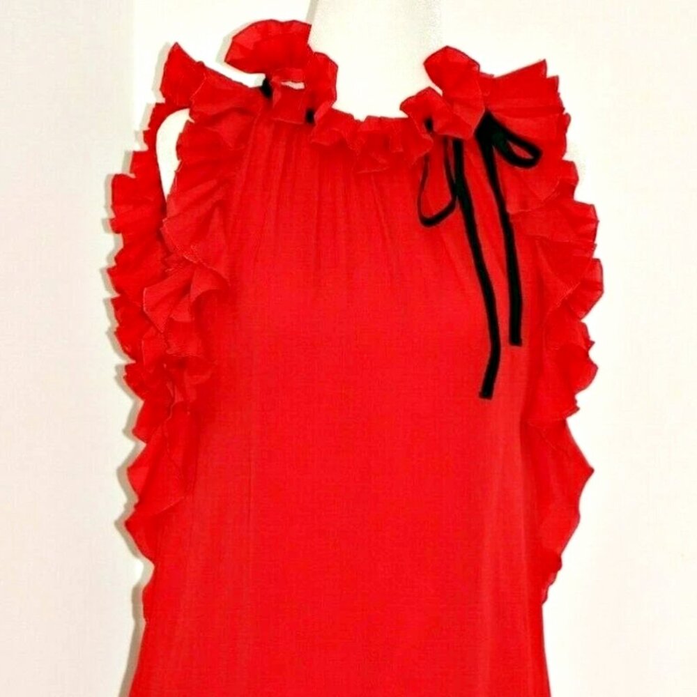 GUCCI Iconic Sleeveless Ruffle Cocktail Mini Dress in Red sz US 4-6 IT 42 $1620 - Picture 5 of 14